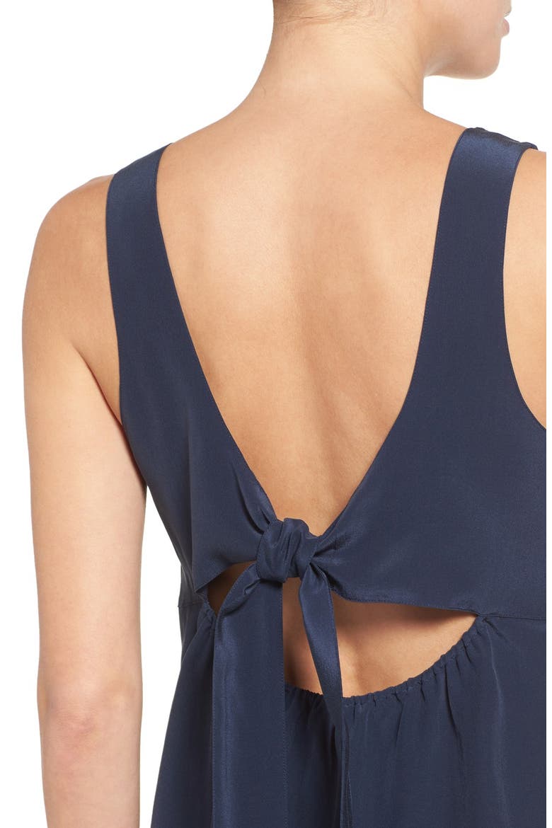 'Lookout' Bow Back Silk Tank, Alternate, color, DEEP NAVY