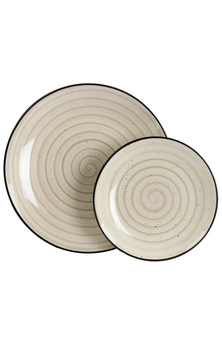 Elama Gia 24 Piece Round Stoneware Dinnerware Set, Alternate, color, White