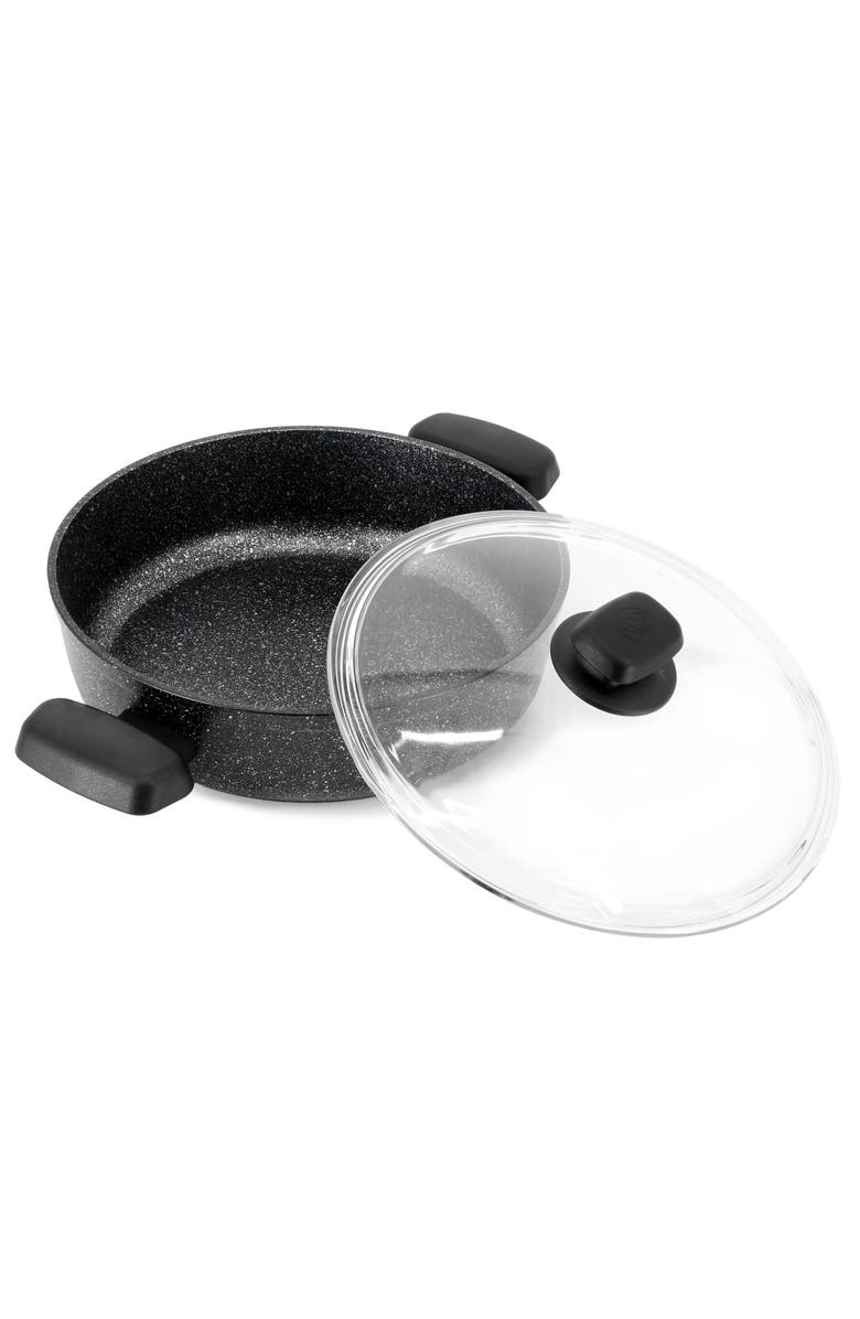 Korkmaz Ornella Non Stick 9.5 Inch 2.5 Liter Low Casserole with Lid, Alternate, color, Black