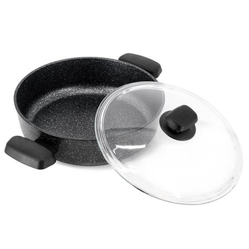 Korkmaz Ornella Non Stick 10 Inch 3.5 Liter Low Casserole With Lid In Black