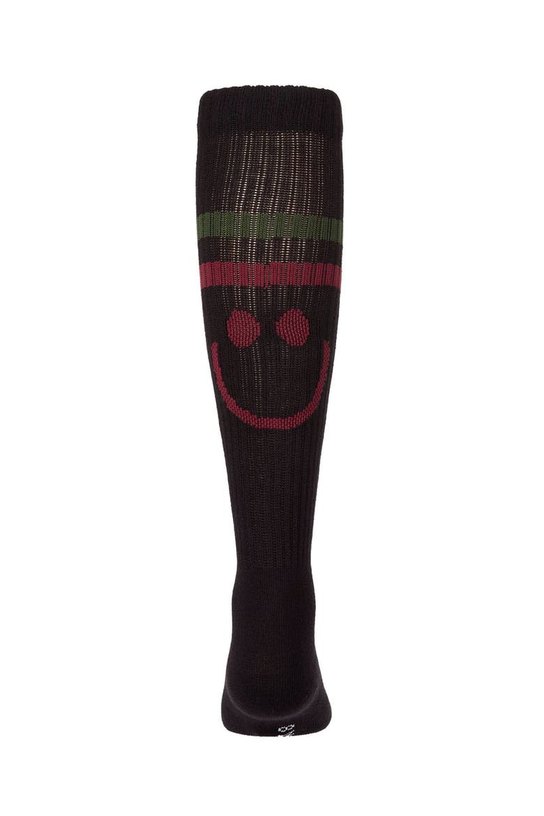 Smile Stripe Knee High Sock, Main, color, Black-Burgundy