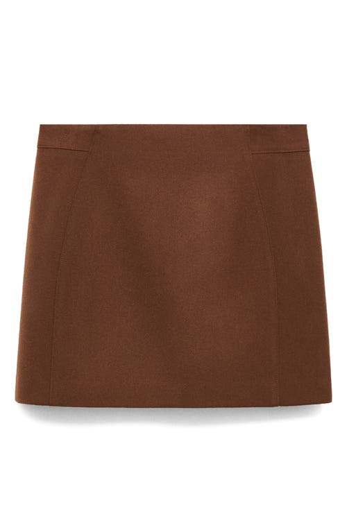 Shop Mango Wool Blend Miniskirt In Brown