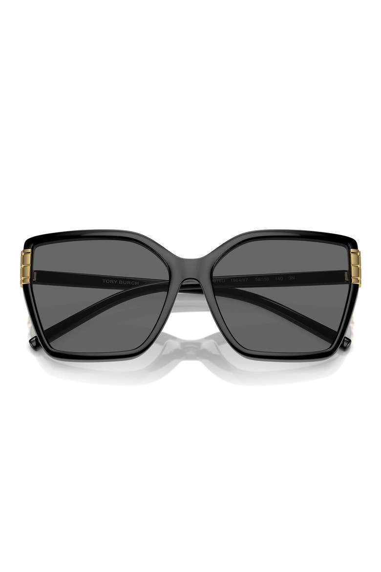 58mm Square Sunglasses, Alternate, color, BLACK