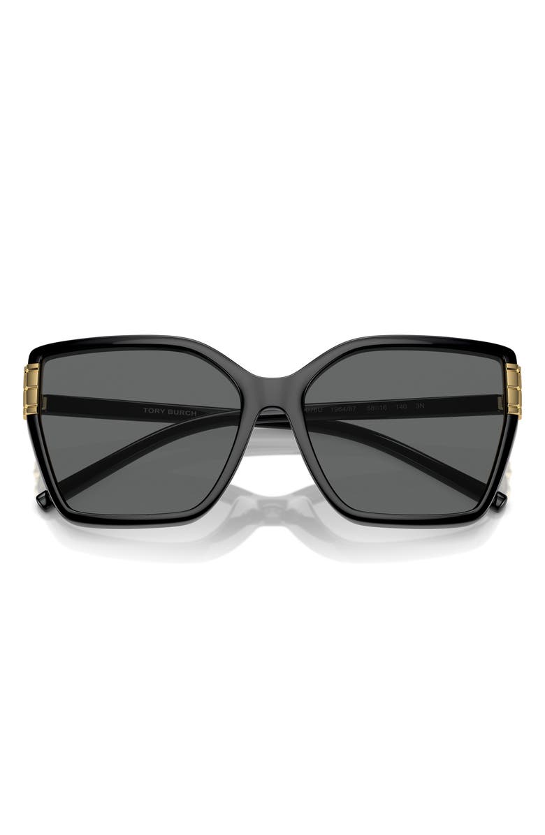 Tory Burch 58mm Square Sunglasses, Alternate, color, Black