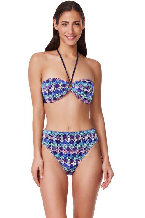 Retro Riviera Bandeau Halter Netted Crochet Bikini Top