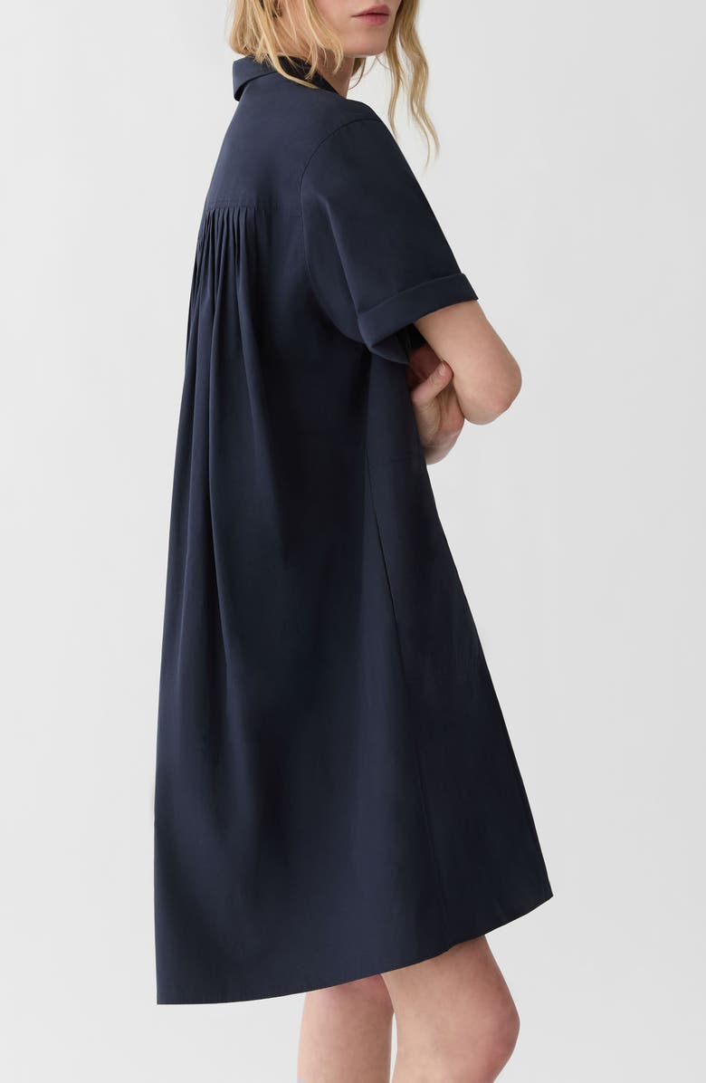 Lafayette 148 New York Pleated Organic Cotton Poplin Shirtdress, Alternate, color, Ink