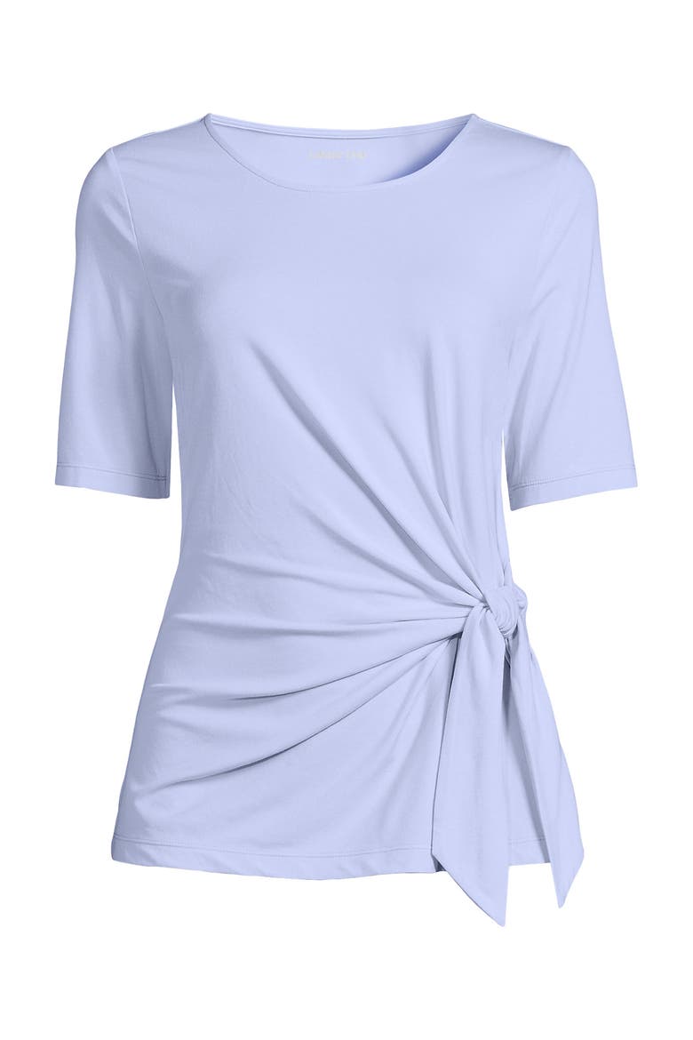 Lightweight Jersey Tie Front Top, Alternate, color, Clearlake Blue