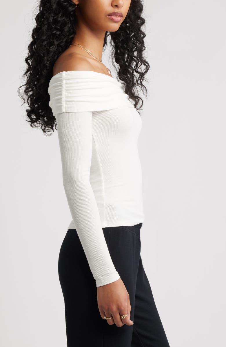 BP. Rib Off the Shoulder Top, Alternate, color, Ivory