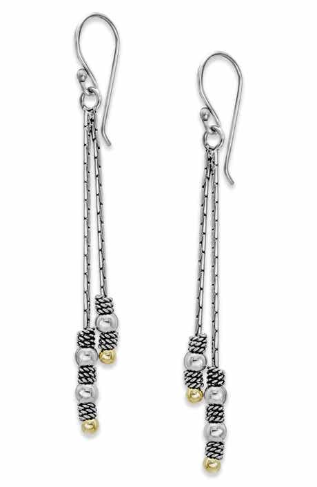 SAMUEL B. Sterling Silver & 18K Gold Chain & Ball Drop Earrings
