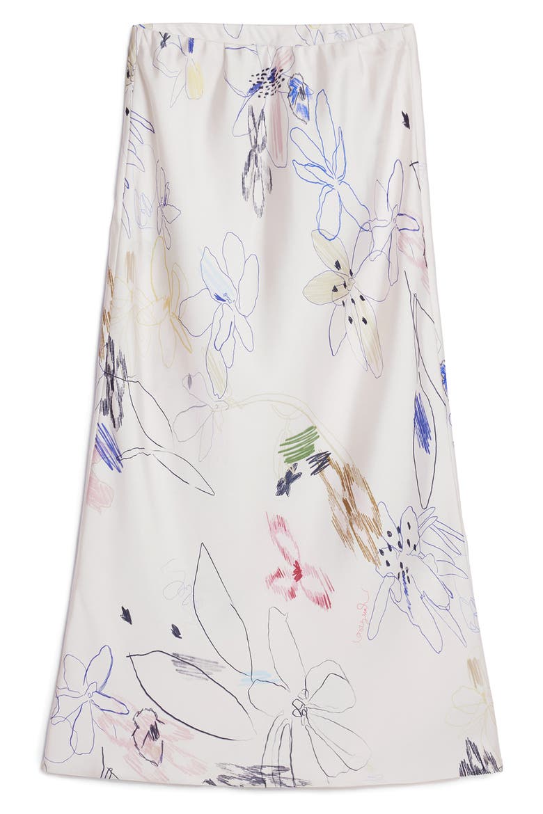 Floral Print Bias Cut Maxi Skirt, Alternate, color, WHITE/ LIGHT BEIGE MULTI