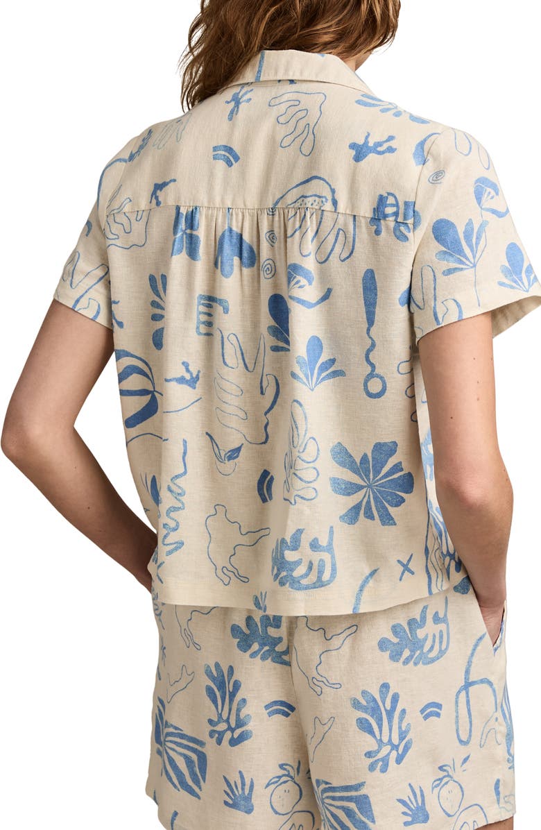 Lucky Brand Print Linen Blend Short Sleeve Button-Up Camp Shirt, Alternate, color,