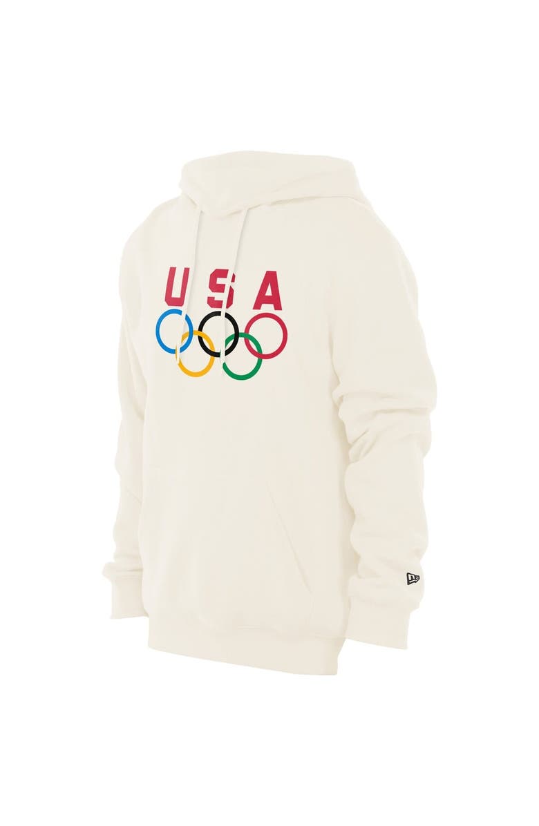 New Era Men's New Era  Cream Team USA 5 Rings Chrome Pullover Hoodie, Alternate, color, 