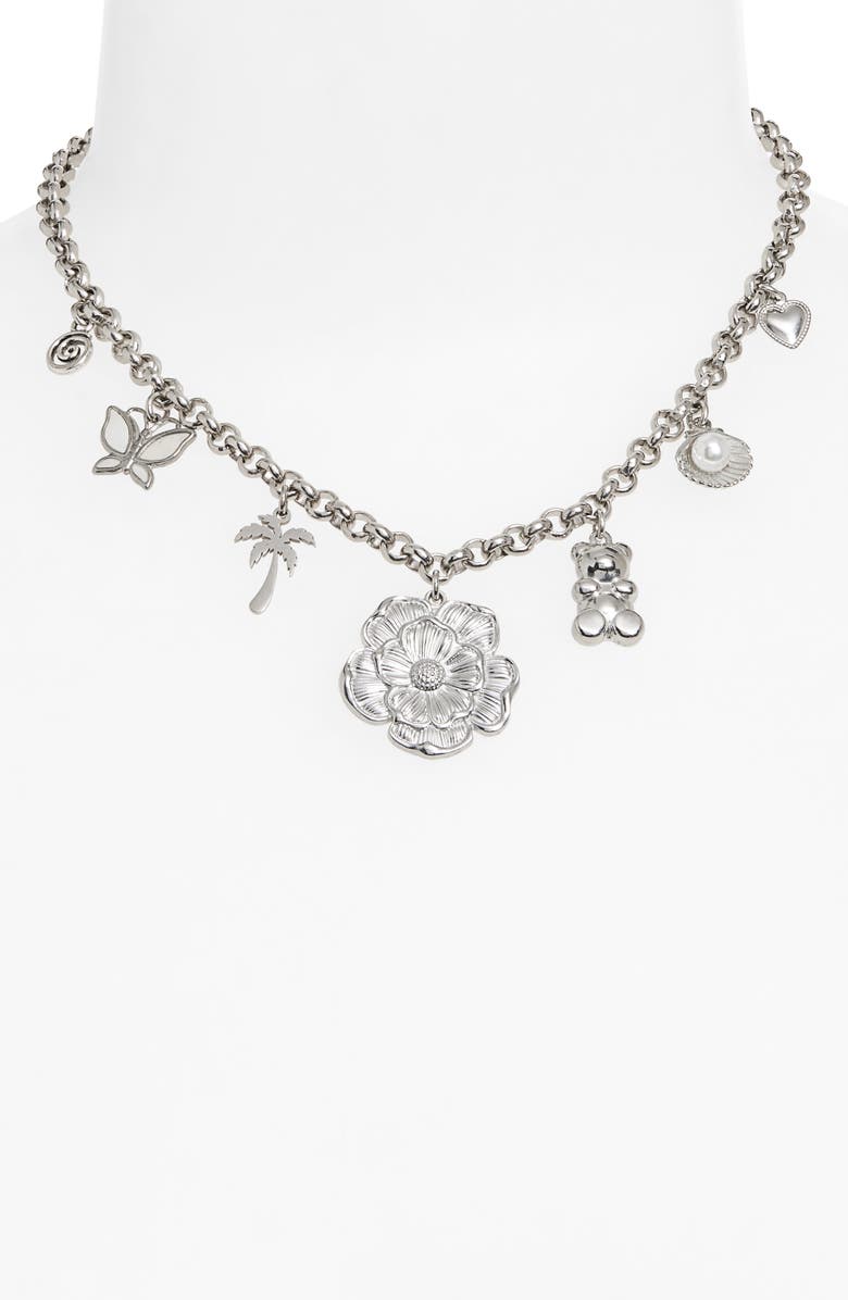 VIDAKUSH Everything and Flor Charm Necklace, Alternate, color, Silver