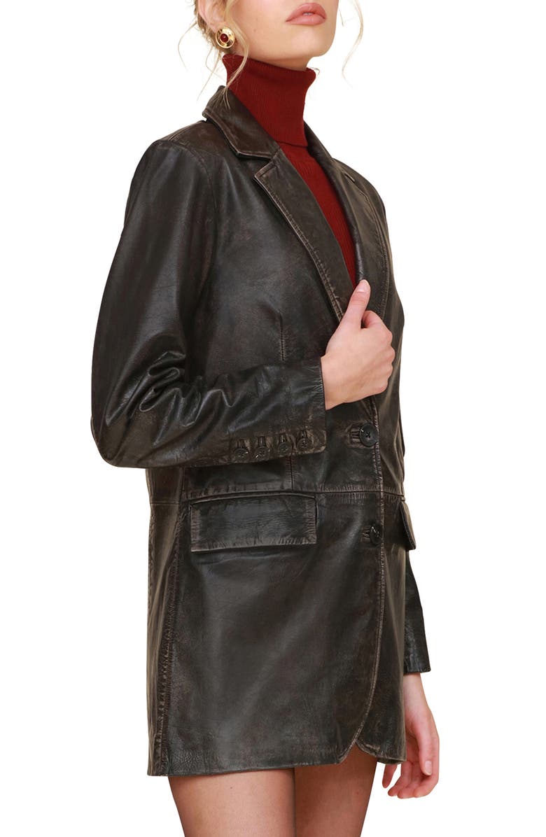 Avec Les Filles Oversize Leather Blazer, Alternate, color, Washed Black