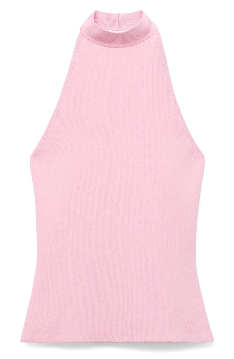 MANGO Mock Neck Rib Halter Top, Alternate, color, Pastel Pink