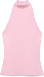 MANGO Mock Neck Rib Halter Top
