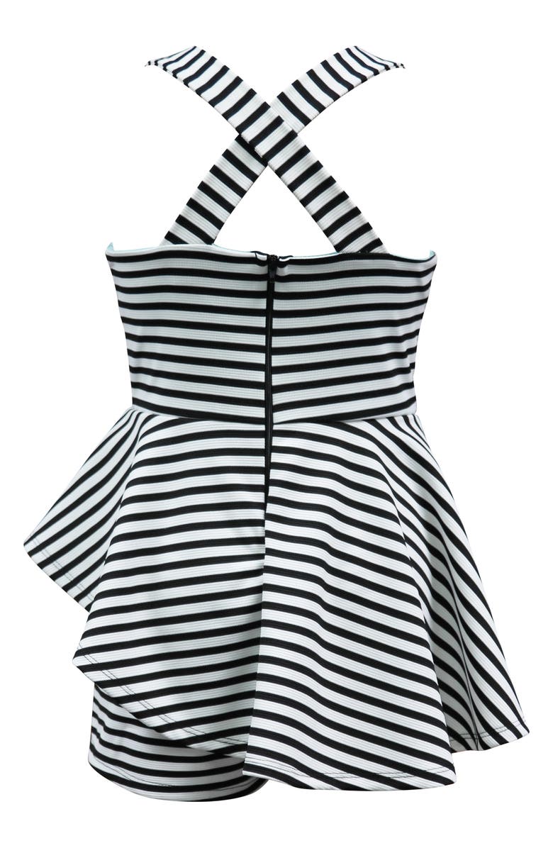 Ava & Yelly Textured Stripe Romper, Alternate, color, Black
