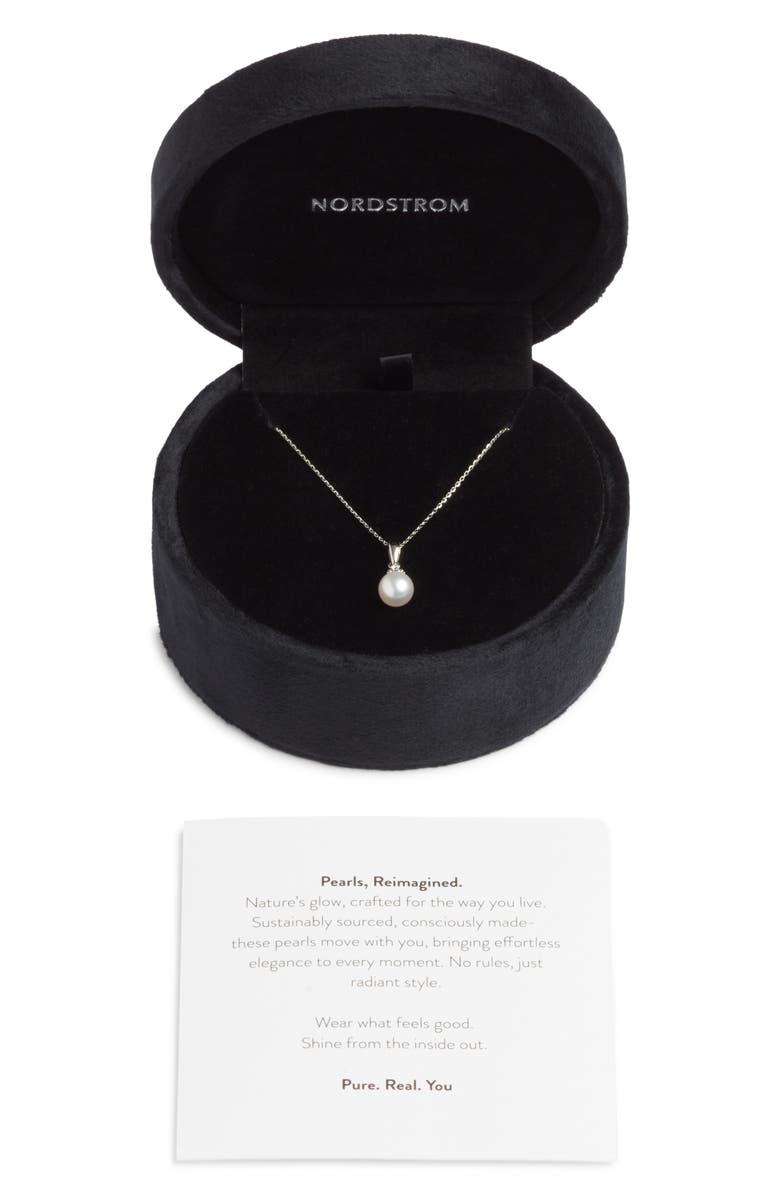 Nordstrom Akoya Pearl & Diamond Pendant Necklace, Alternate, color, White- 14K White Gold