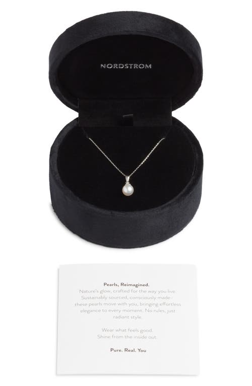 Nordstrom Akoya Pearl & Diamond Pendant Necklace In Metallic