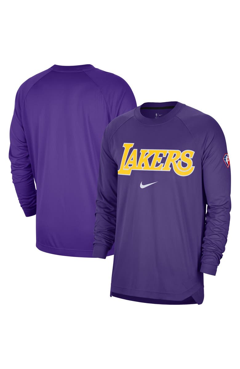 Nike Men's Nike Purple Los Angeles Lakers 75th Anniversary Pregame Shooting Performance Raglan Long Sleeve T-Shirt, Main, color, 