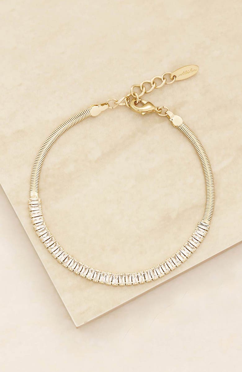Ettika Baguette Cubic Zirconia Bracelet, Alternate, color, Gold