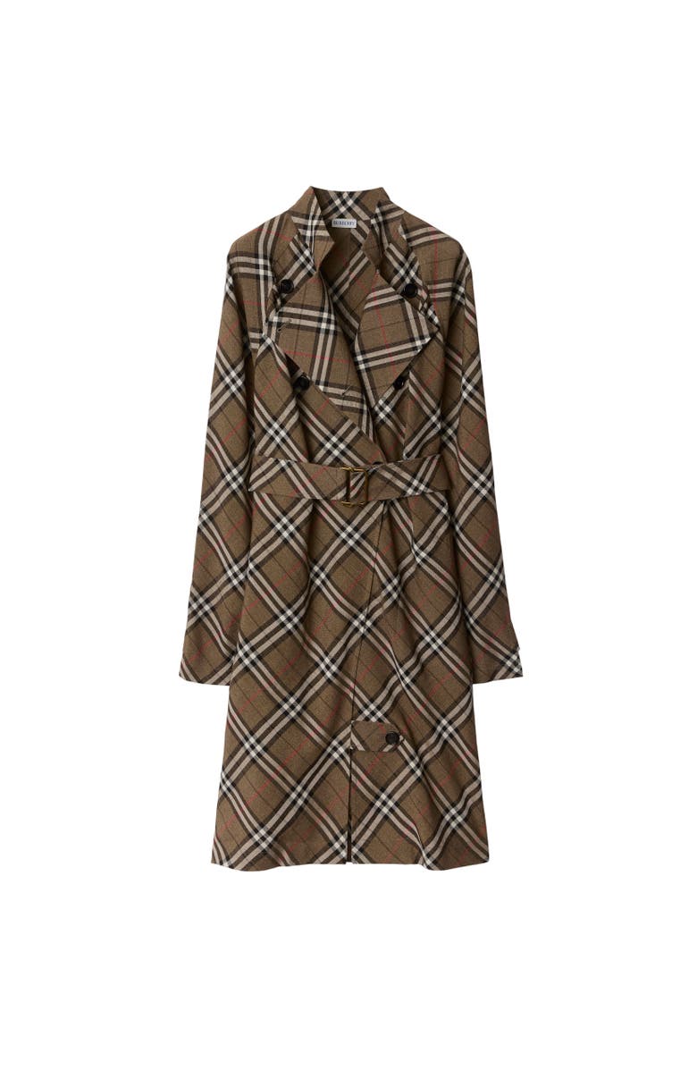 Burberry Check Silk Blend Trench Dress, Alternate, color, 