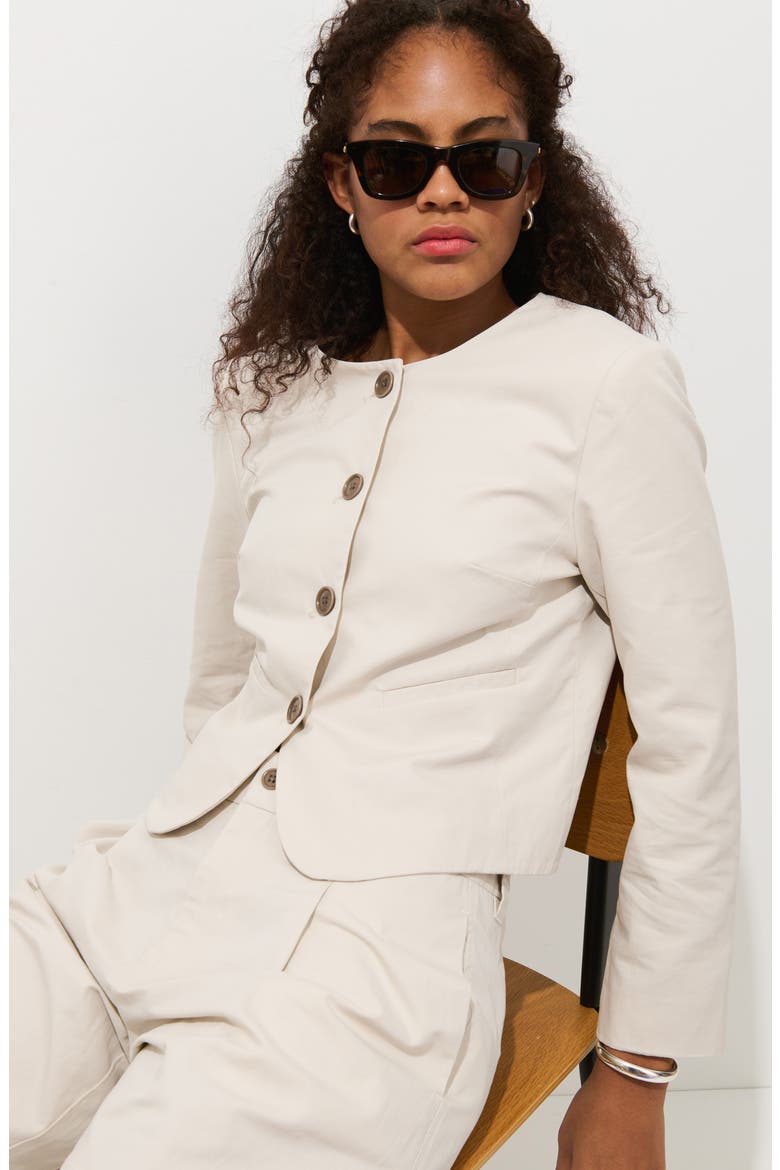 Soho Collarless Cotton & Linen Jacket (Women) | Nordstrom