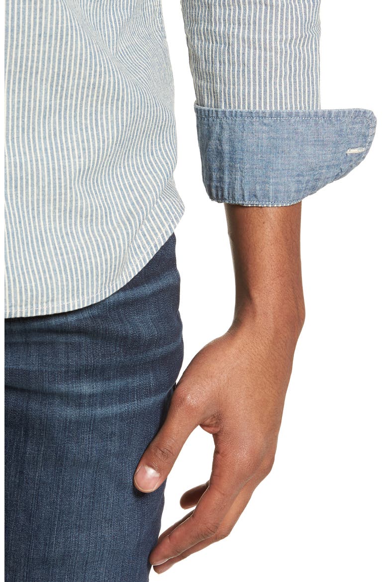 Nelson Slim Fit Stripe Sport Shirt, Alternate, color, INDIGO/ WHITE STRIPE