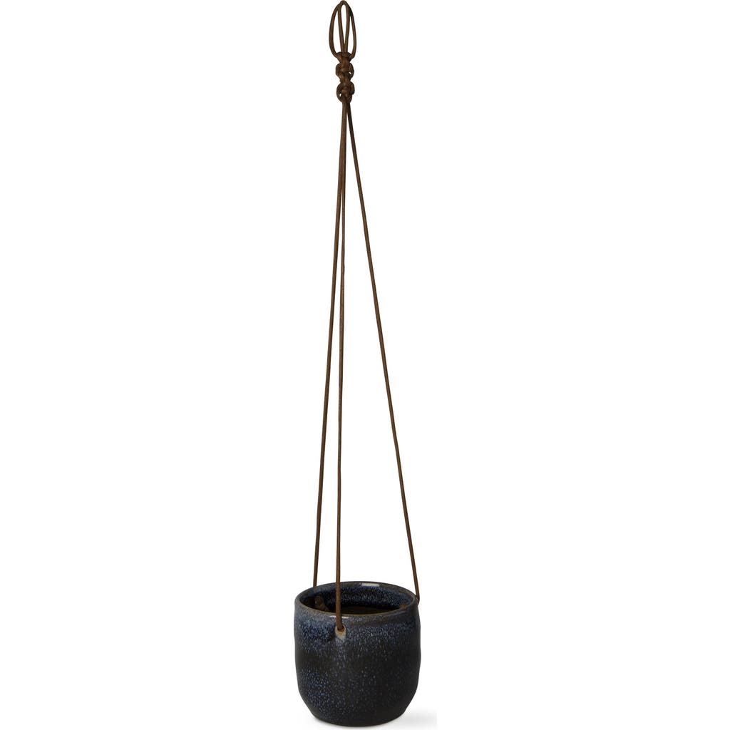 Tag Skyline Blue Ceramic Hanging Planter For Indoor Outdoor Use In Blue