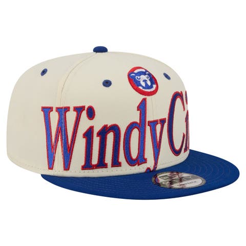 Men's New Era Cream Chicago Cubs Oversized Slogan 9FIFTY Snapback Hat