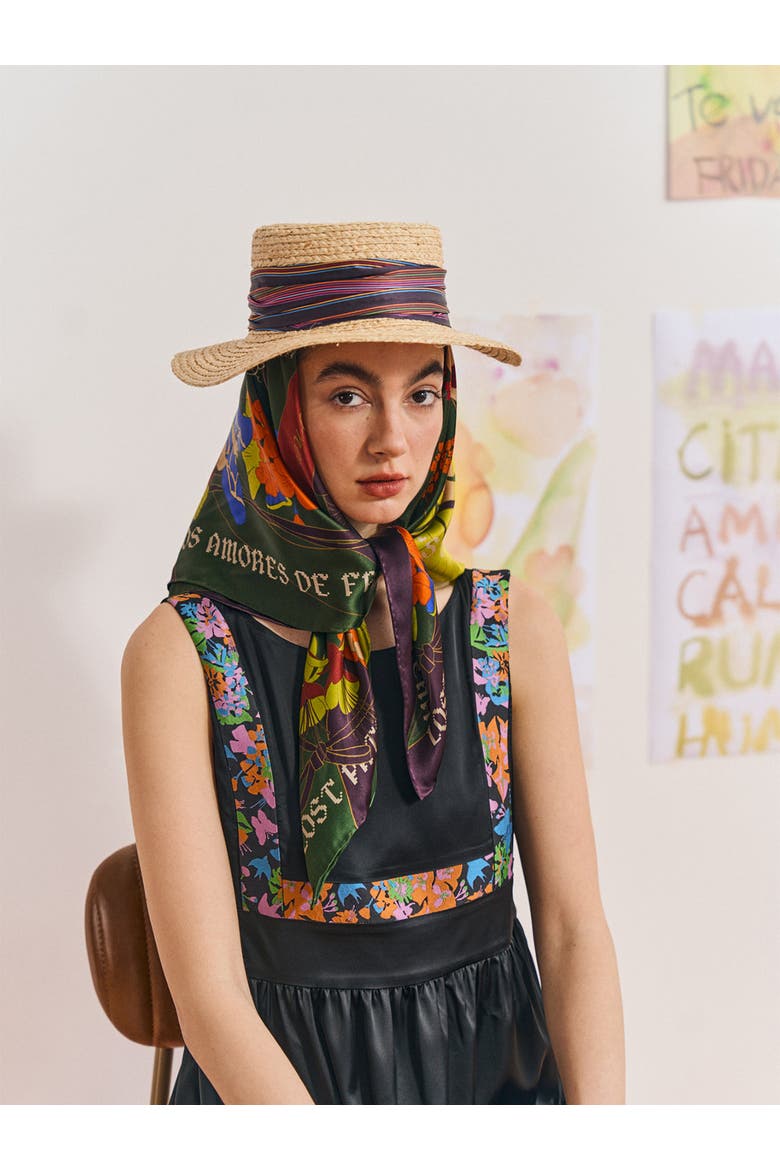 "Frida's Garden" Straw Hat with Ribbon Band, Alternate, color, Purple