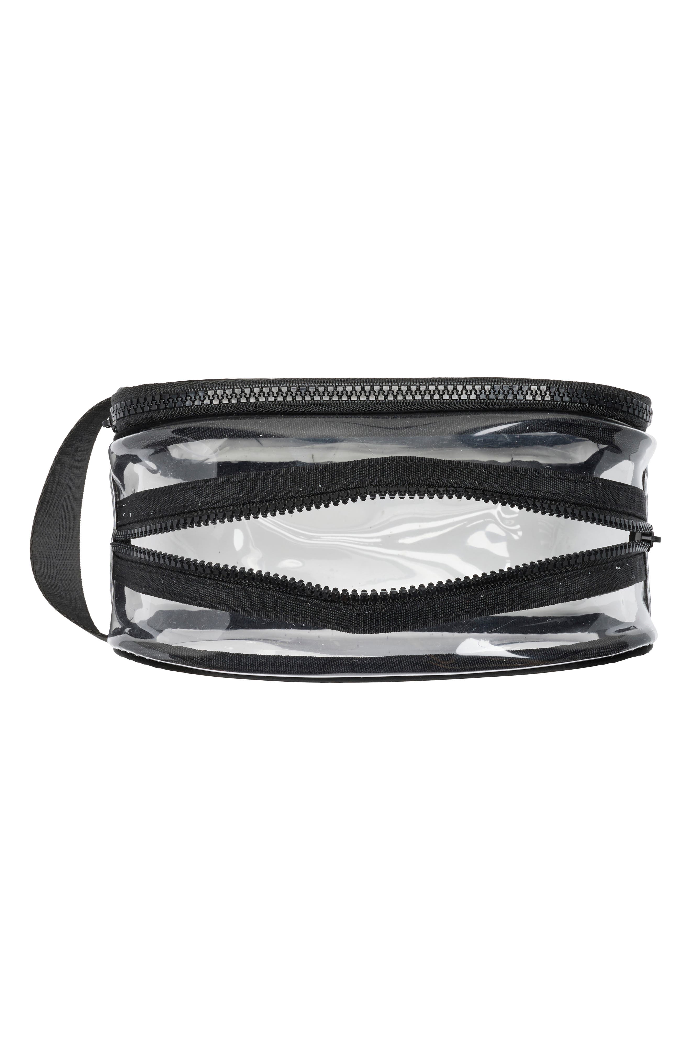 MYTAGALONGS Two-Zip Clear Dopp Kit, Alternate, color, Black