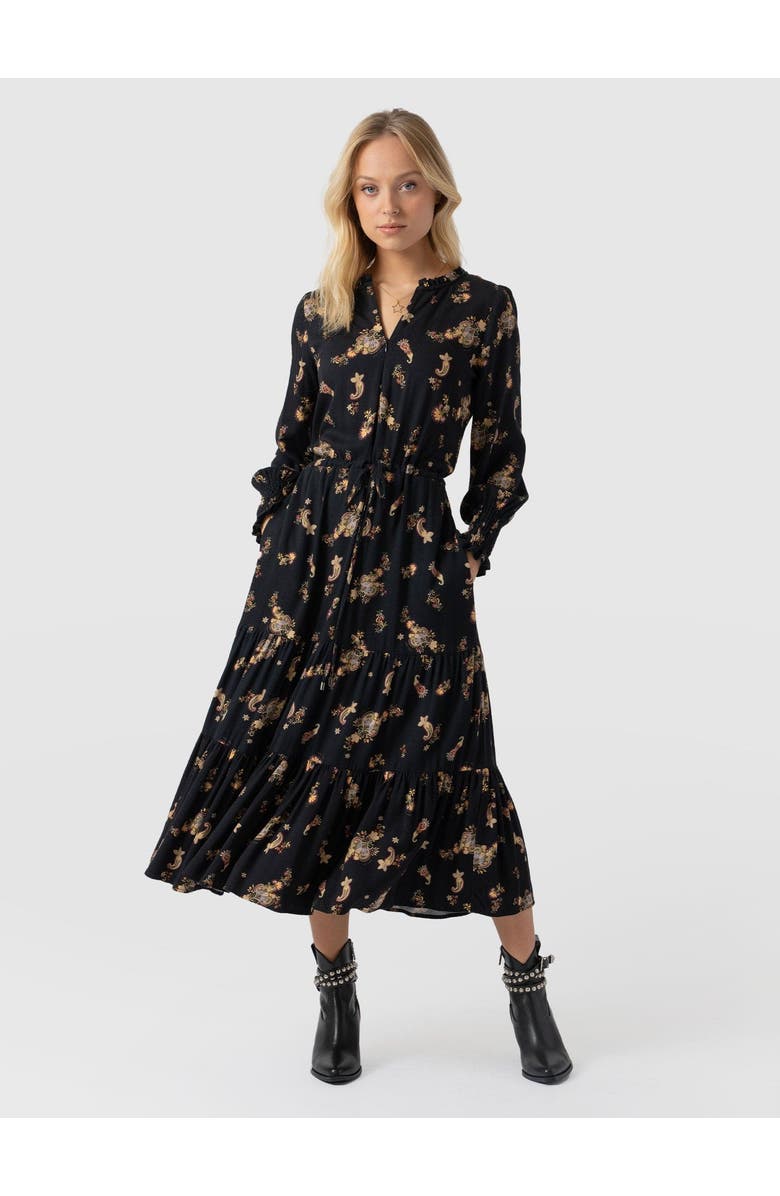 Saint + Sofia Olivia Zip Up Short Sleeve Dress, Alternate, color, Highland Paisley
