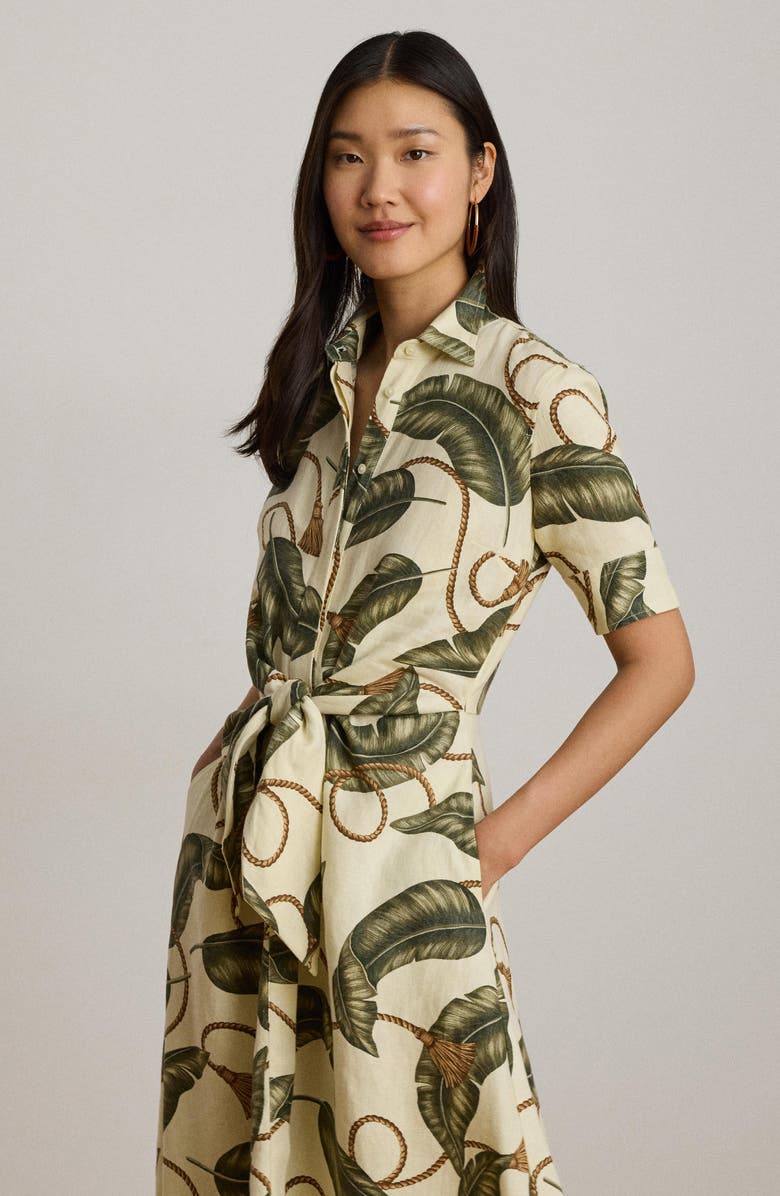 Lauren Ralph Lauren Short Sleeve Shirtdress, Alternate, color, Cream/ Multi