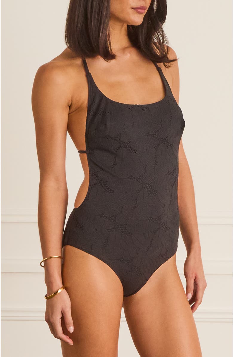 Aqua Blu Scoop Neck Isabella One Piece, Alternate, color, Black