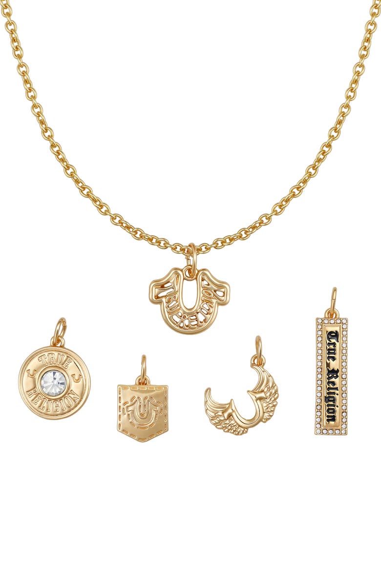 True Religion Interchangeable Charms Necklace, Alternate, color, Gold Tone
