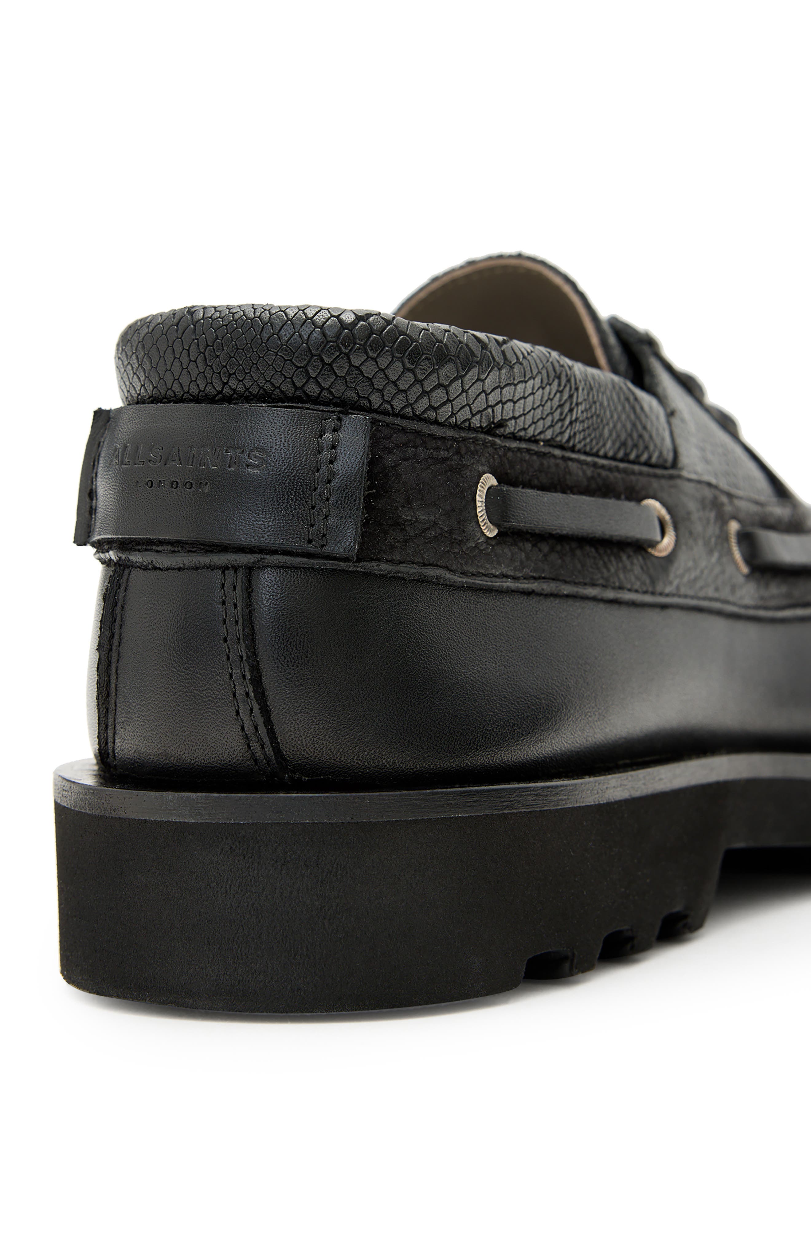 AllSaints Skiff Boat Shoe, Alternate, color, Black