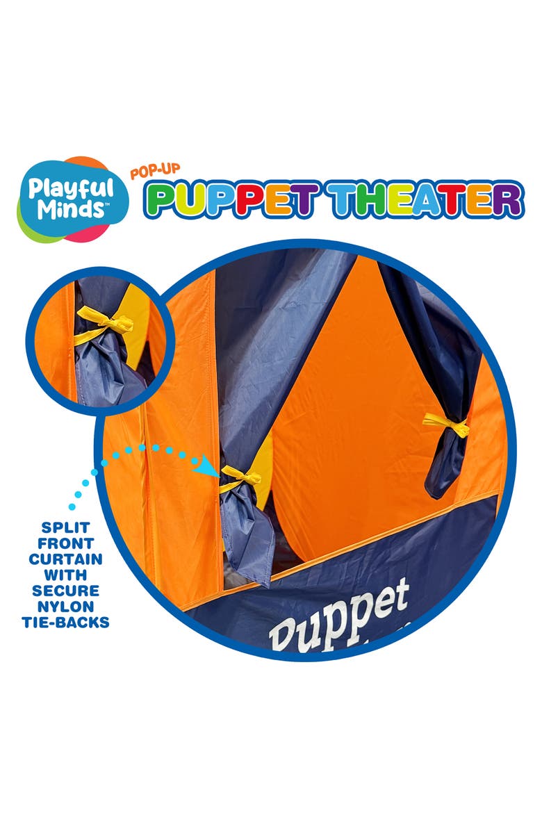 Playful Minds 42 Inch Pop Up Puppet Theater. Orange & Blue, Alternate, color, Multicolored