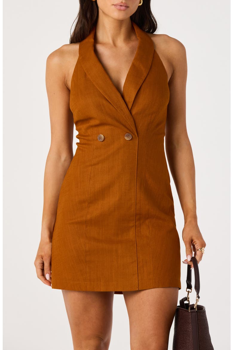 Rosemarie Linen & Cotton Minidress, Alternate, color, RUST