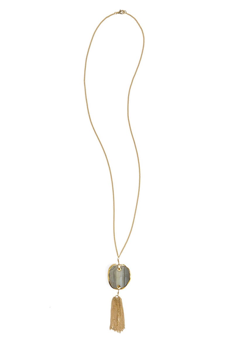 Polished Stone Pendant Necklace, Main, color, HEMATITE