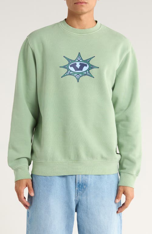 Vans Star Checker Fleece Crewneck Sweatshirt In Green