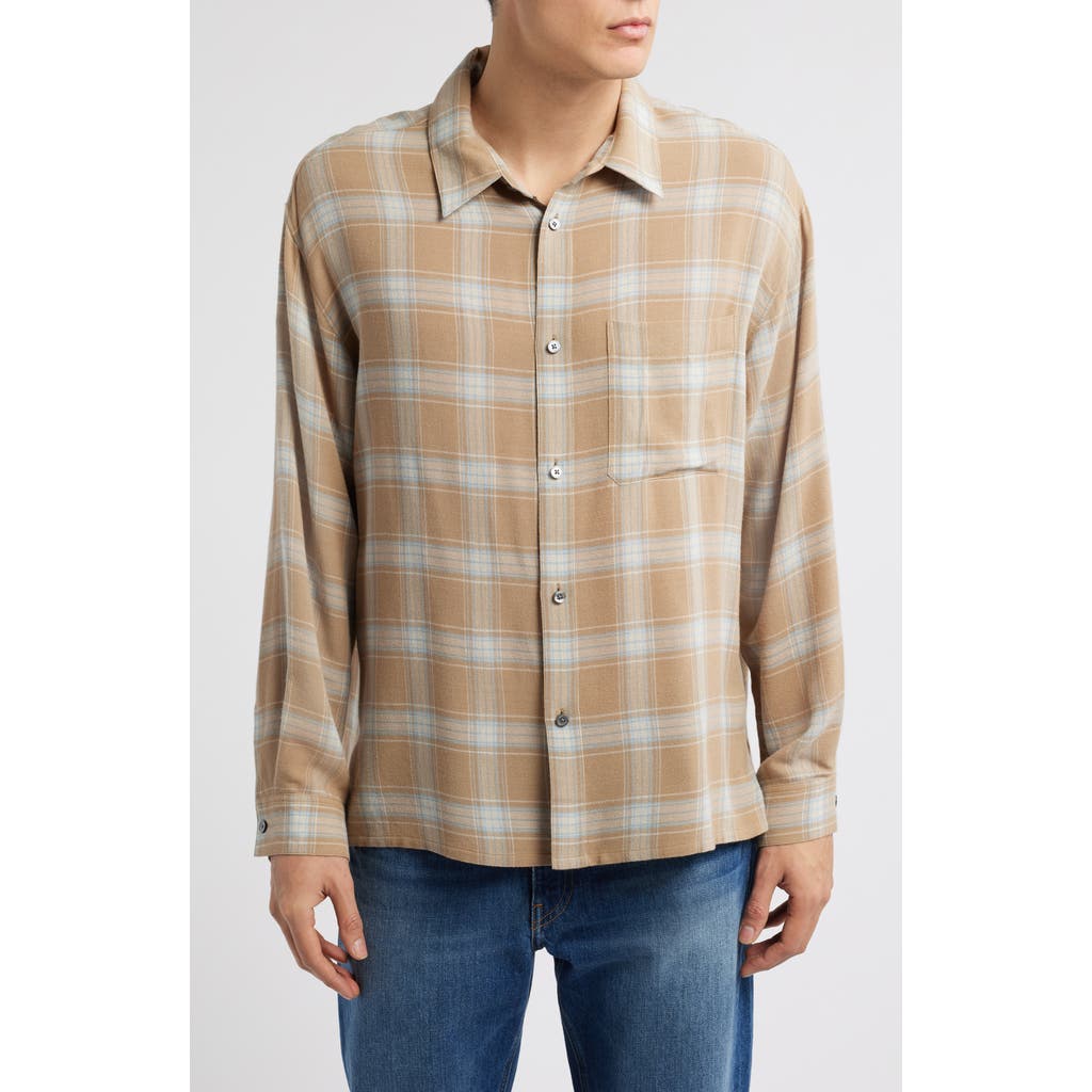 Frame Plaid Button-up Shirt In Brown
