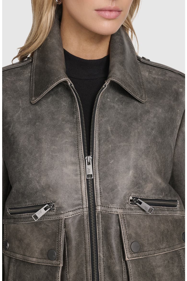Addis Aviator Leather Jacket, Alternate, color, BLACK