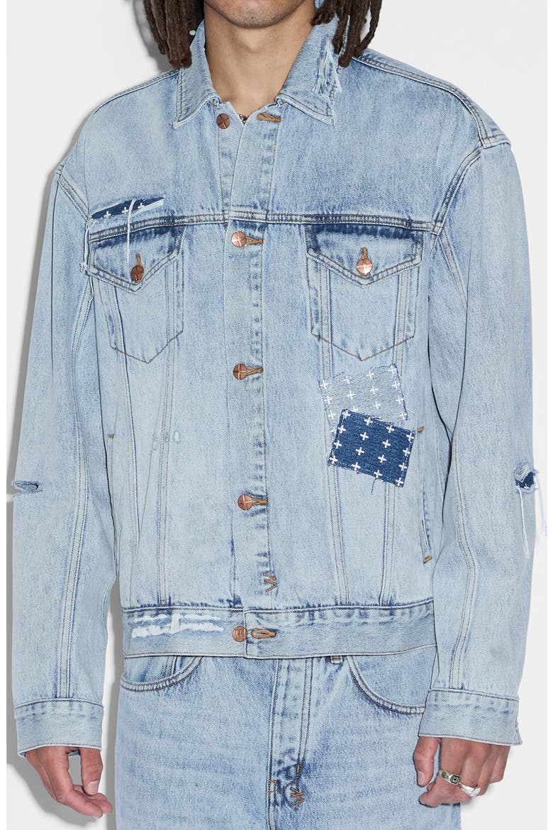 Oh G Oversize Rip & Repair Denim Trucker Jacket, Alternate, color, DENIM