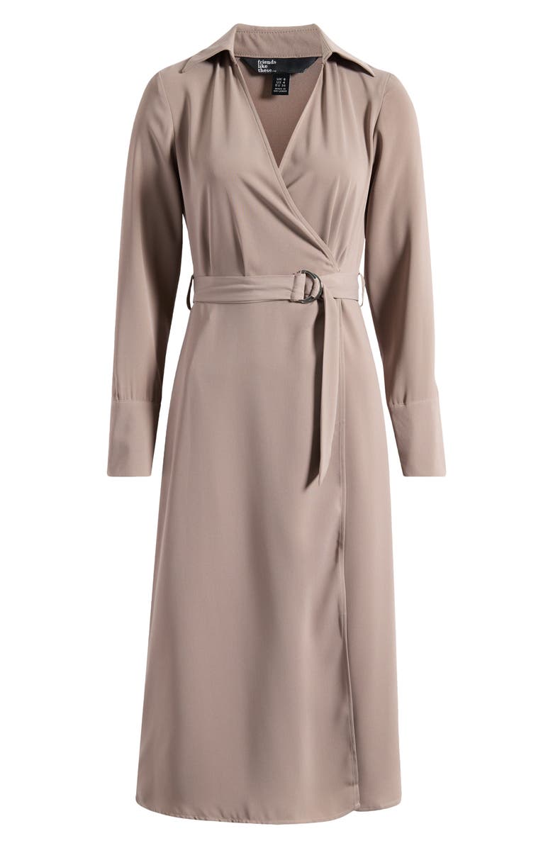 Friends Like These Long Sleeve Wrap Midi Dress, Alternate, color, Neutral