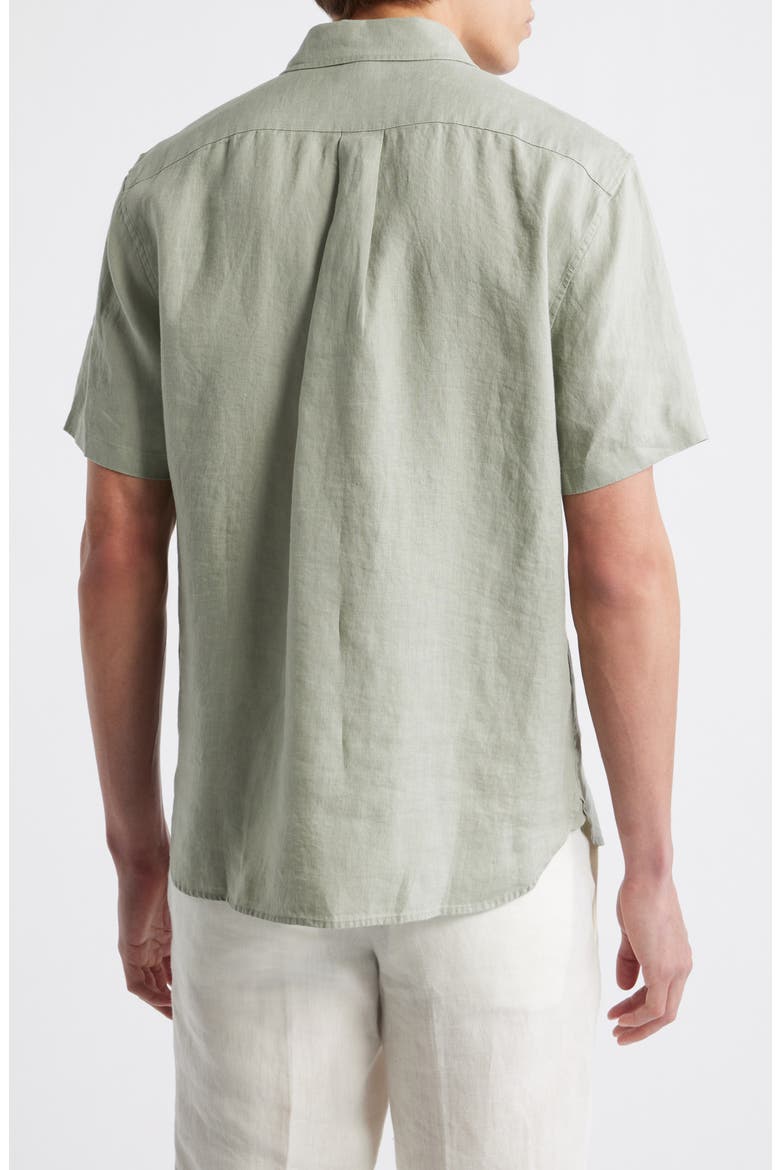 Classic Fit Short Sleeve Linen Shirt, Alternate, color, MATCHA