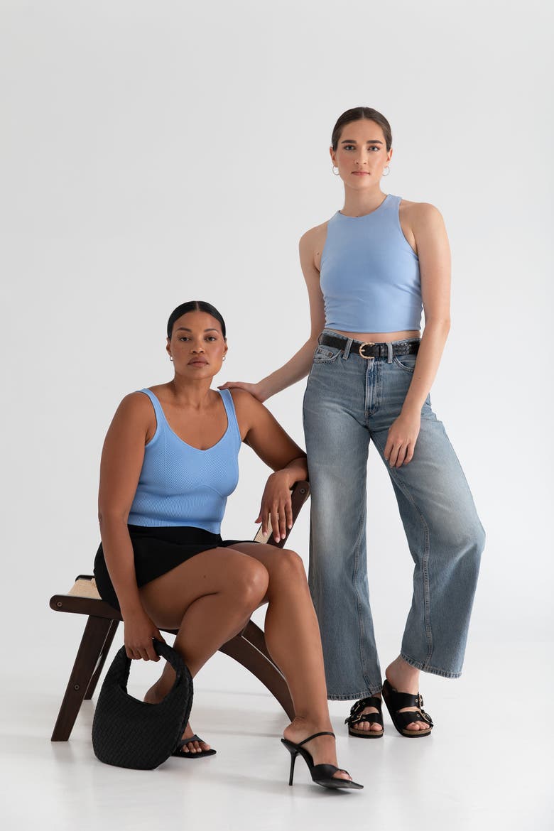 The Cupro Sculpt Racerback Crop Tank, Alternate, color, SKY