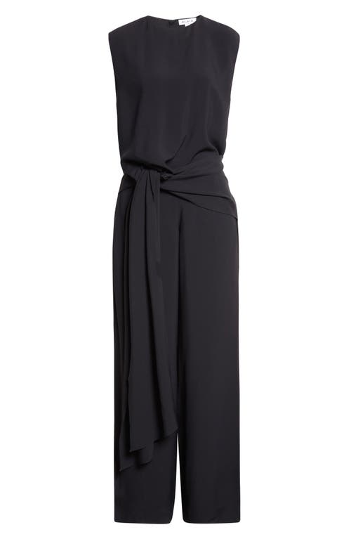 Alaïa Tie Front Open Back Jersey Jumpsuit In Black