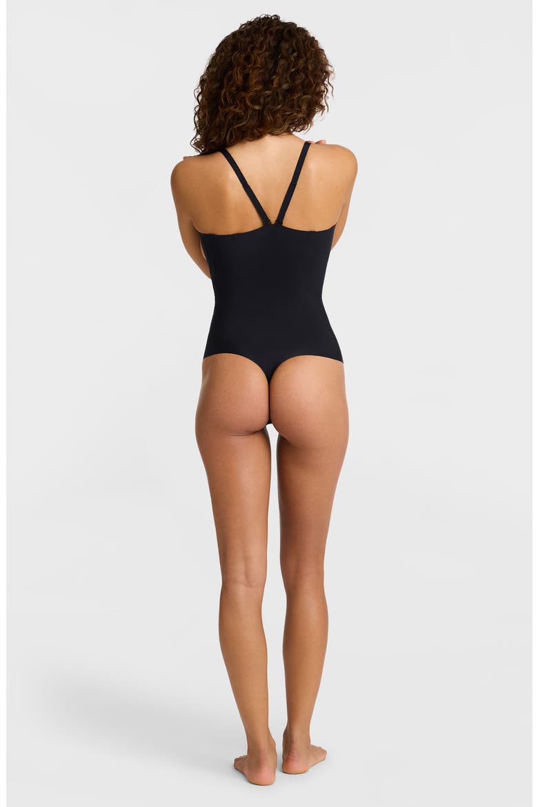 Zone Smoothing Open Bust Bodysuit, Alternate, color, BLACK
