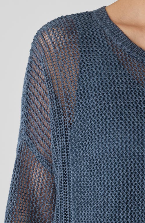 Eileen Fisher Open-knit Crewneck Sweater In Eclipse